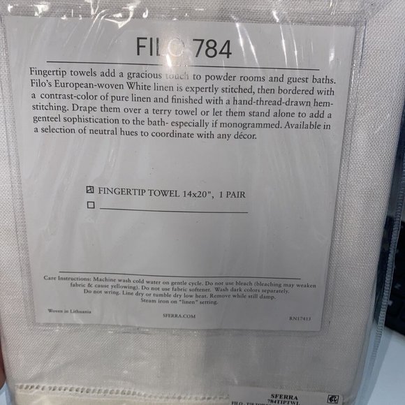 Filo By Sferra - Tip Towel 14X20 Set Of 2 (White/Ivory) - Picture 2 of 3